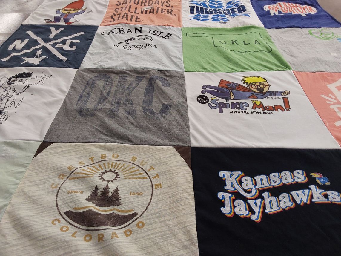 T-shirt quilt featuring kansas jayhawks by Andrea from OK