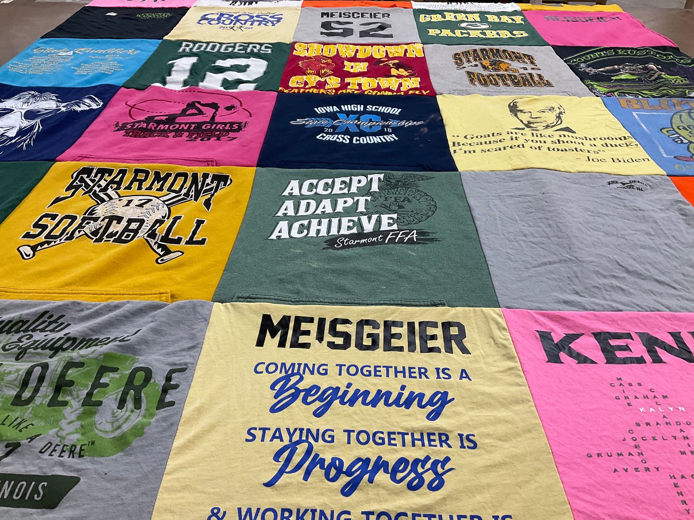 T-shirt quilt featuring starmont softball, starmont football by Rebecca from IA