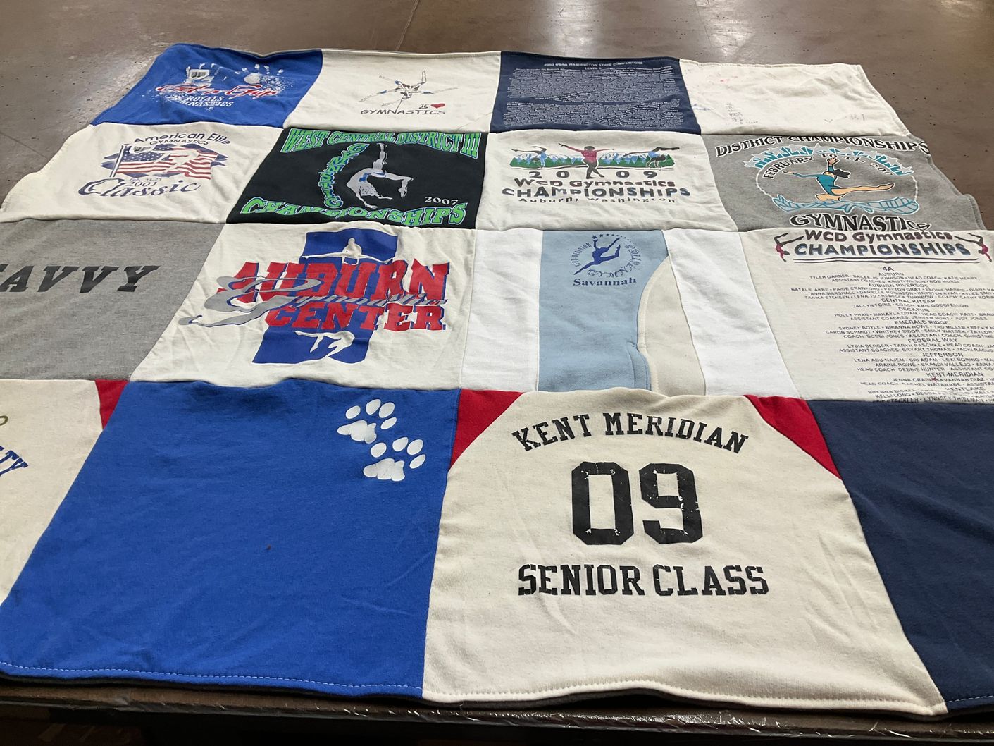 T-shirt quilt from kent meridian high school by Cori from MO