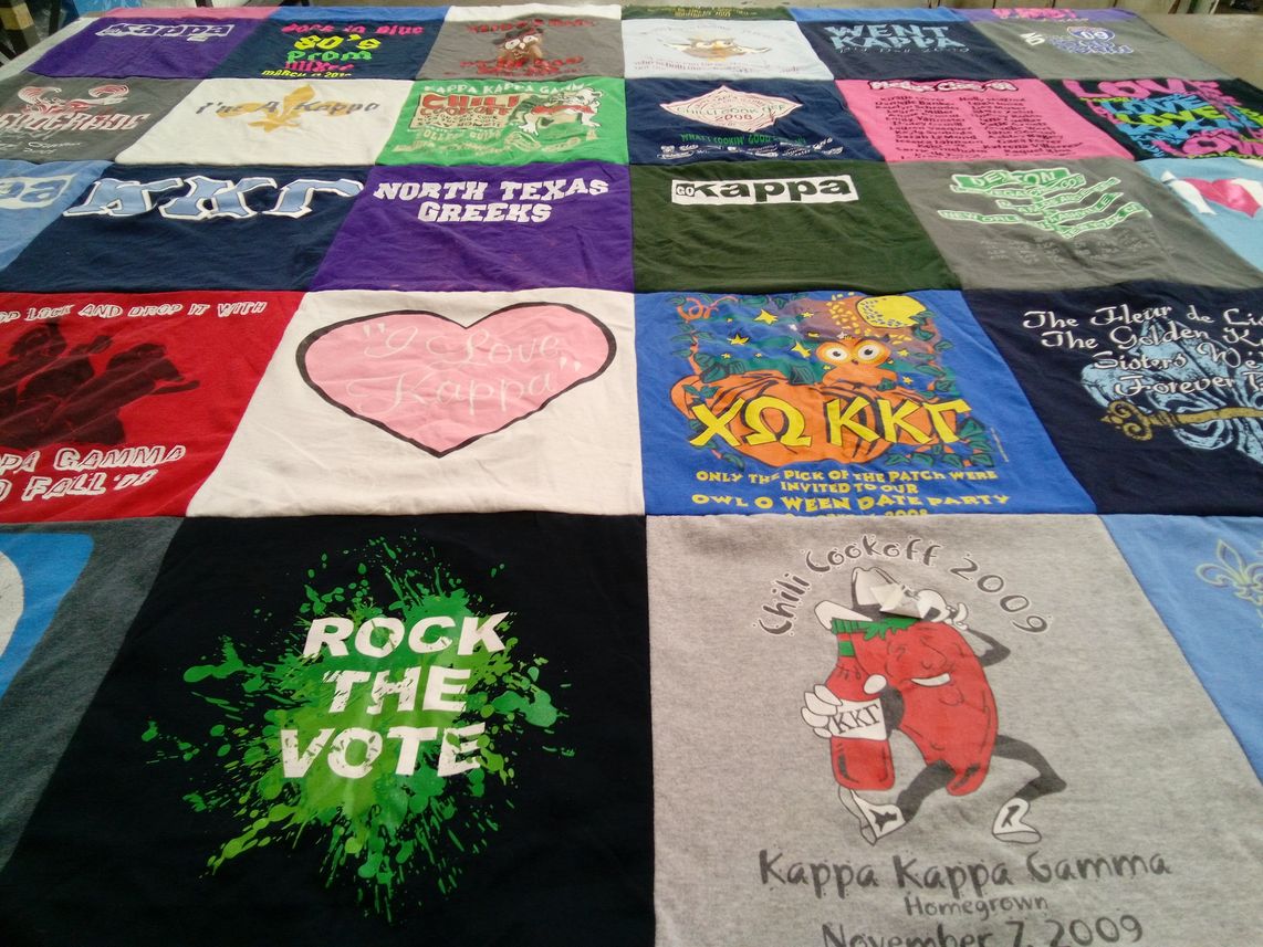 T-shirt quilt with sororities, fraternities themes by kelci from TX