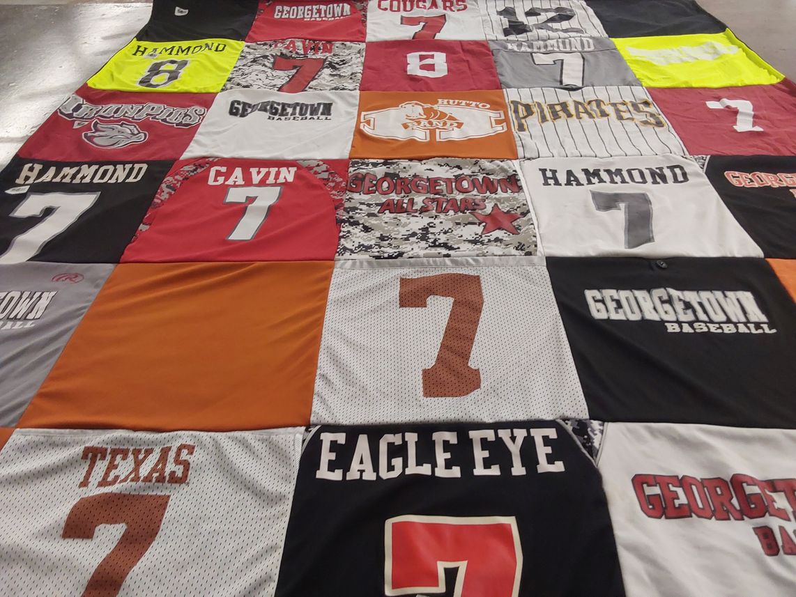 T-shirt quilt from georgetown university, hammond high school by Samantha from TX