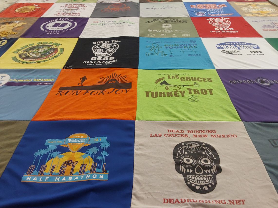 T-shirt quilt with running, marathons themes by Carissa from NM