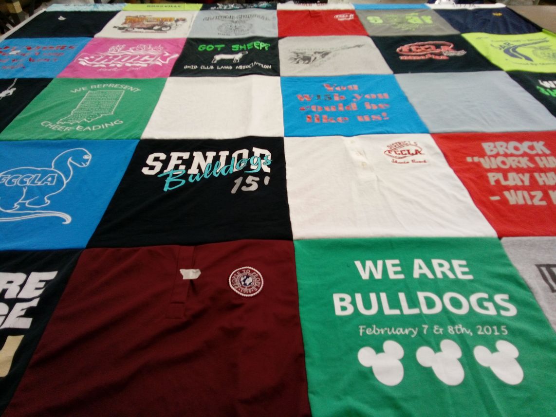 T-shirt quilt featuring bulldogs by Shania from IN
