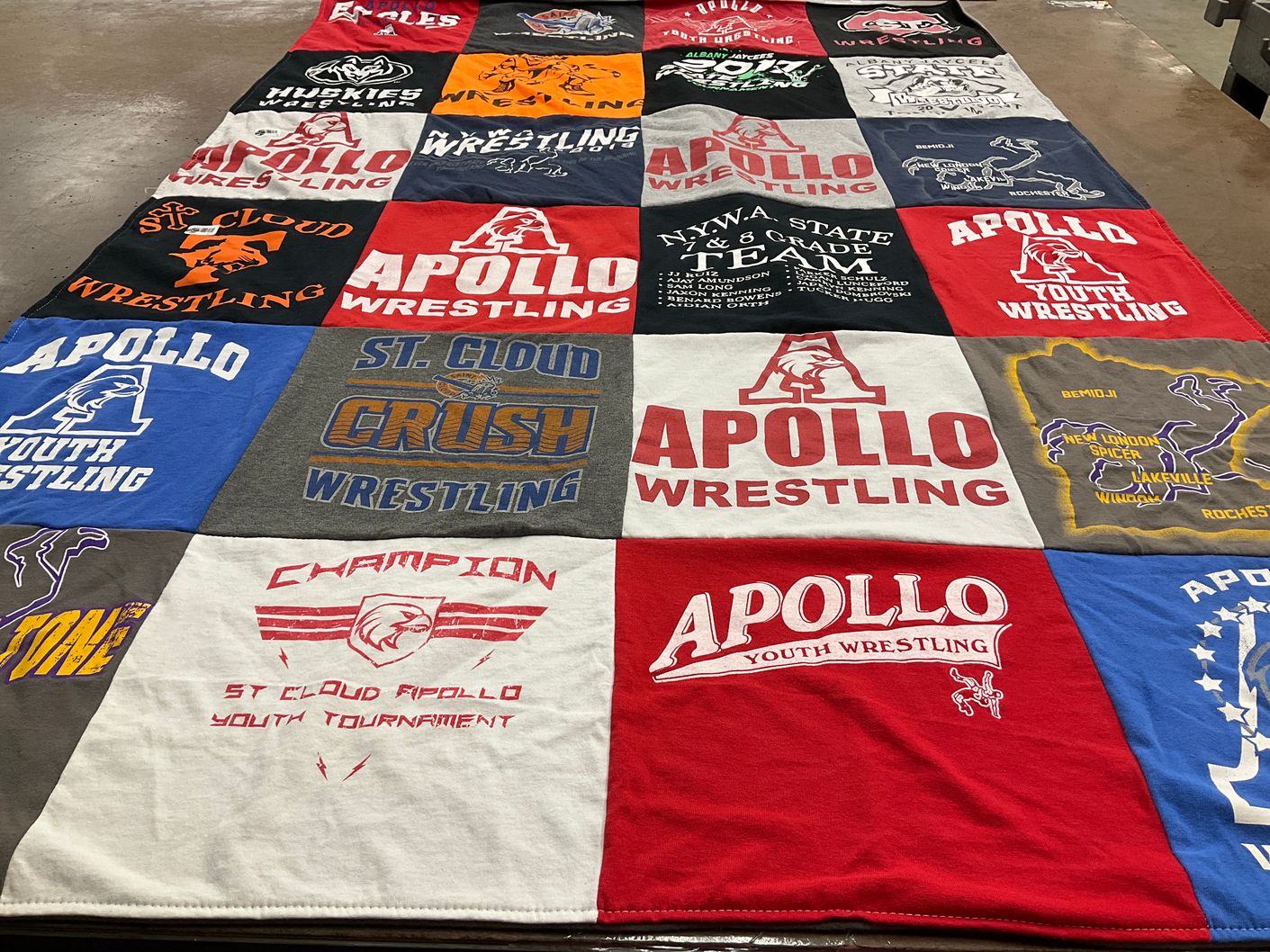T-shirt quilt featuring st cloud apollo wrestling, st cloud crush wrestling by Debra from MN