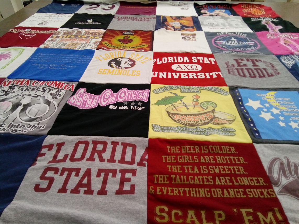 T-shirt quilt from florida state university by Jocelyn from FL