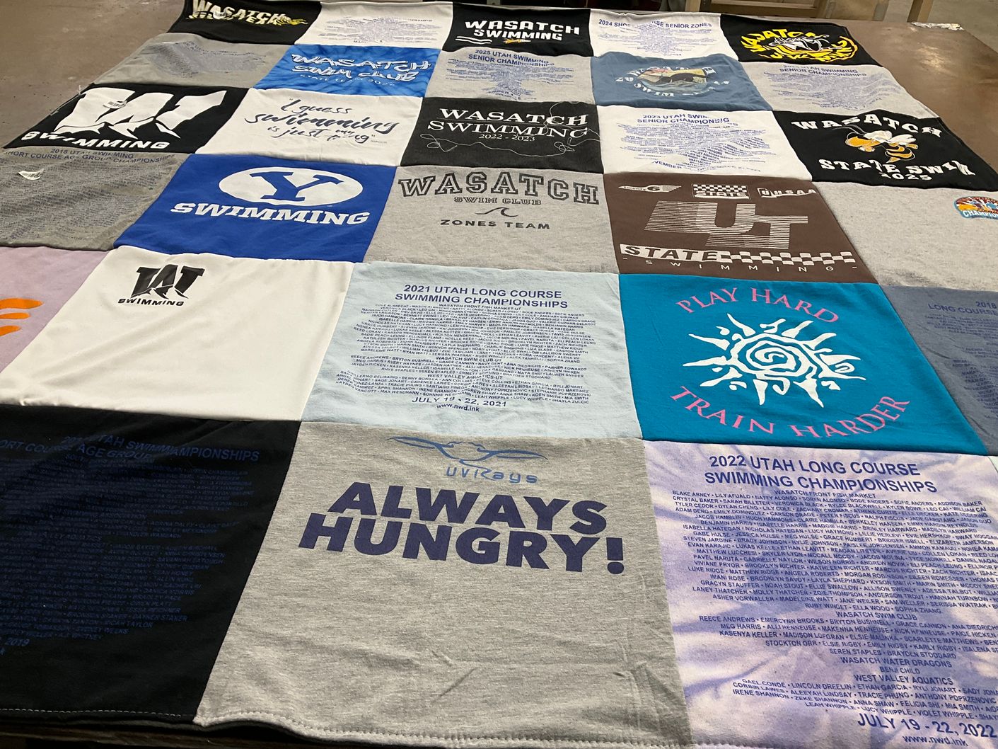T-shirt quilt featuring wasatch swimming by Michelle from UT
