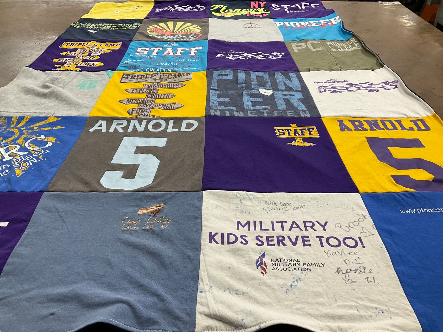 T-shirt quilt from pioneer college by Susan from VA