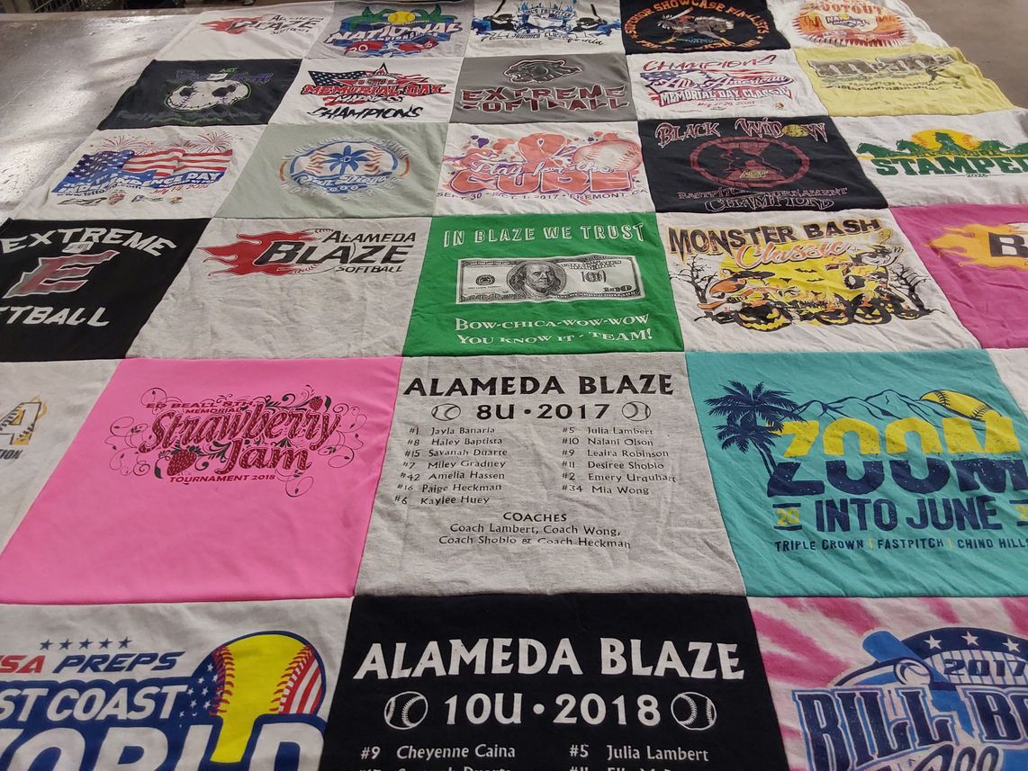 T-shirt quilt featuring alameda blaze softball by Amanda from CA
