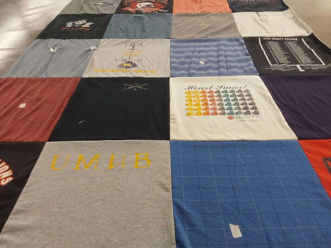 T-shirt quilt featuring trinity university trojans by Bobbie from TX