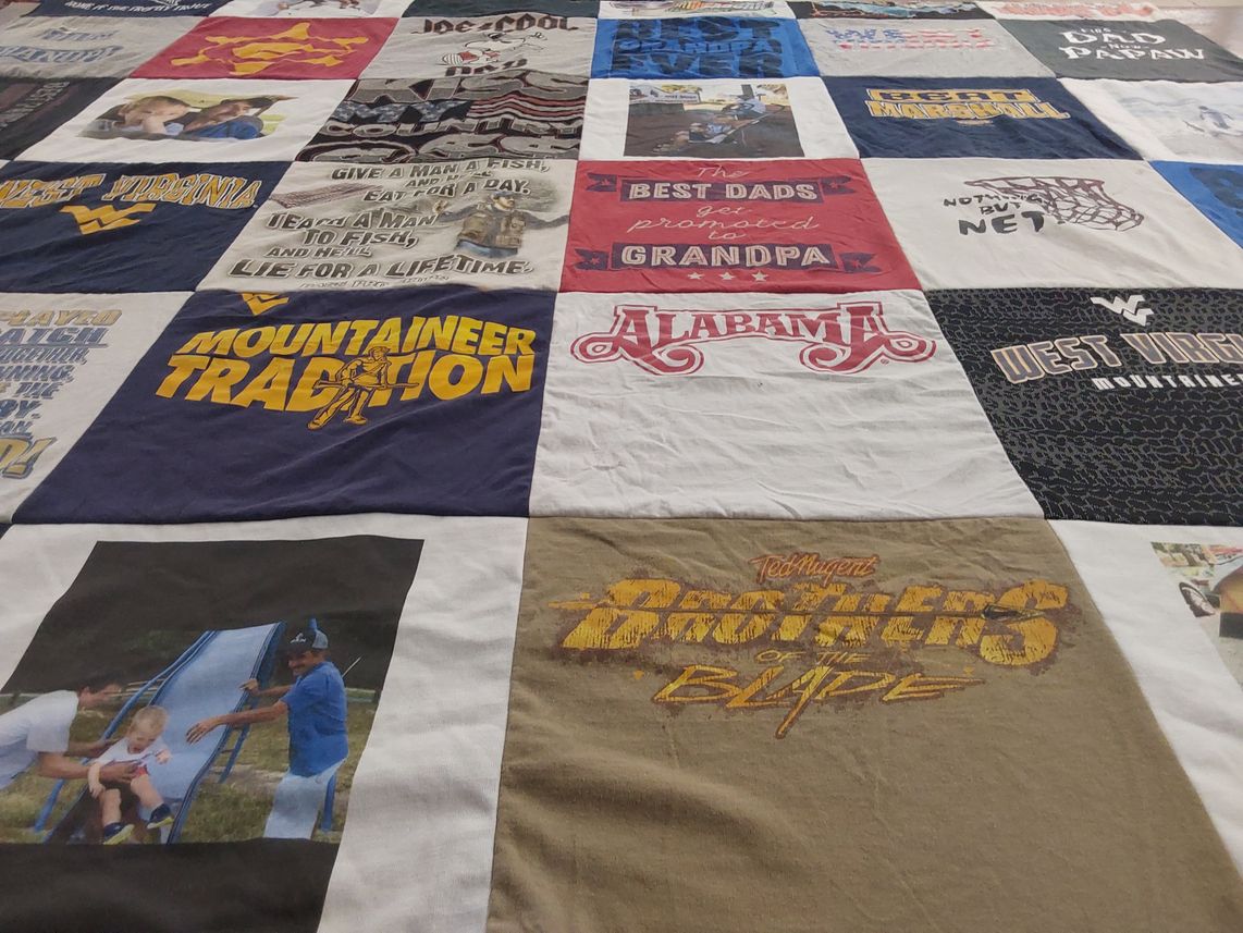 T-shirt quilt from west virginia university by Carol from VA