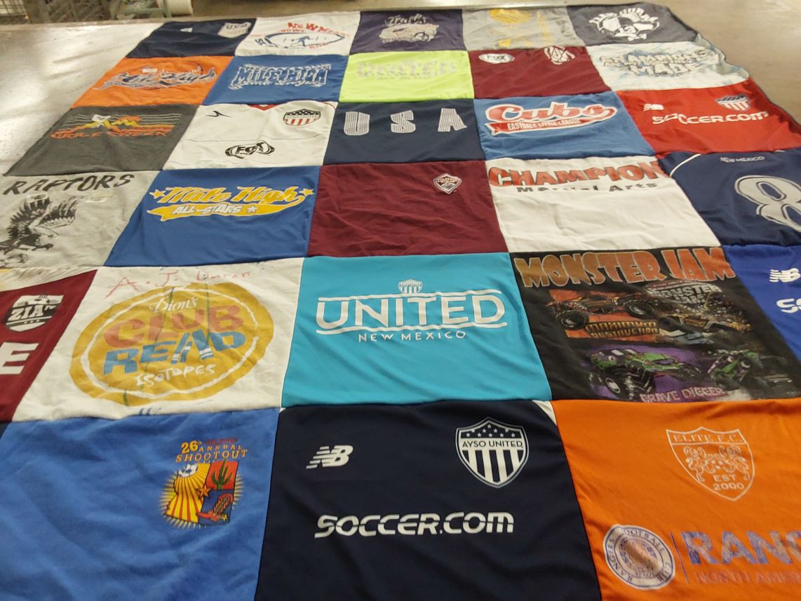 T-shirt quilt featuring ayso united by Margaret from NM