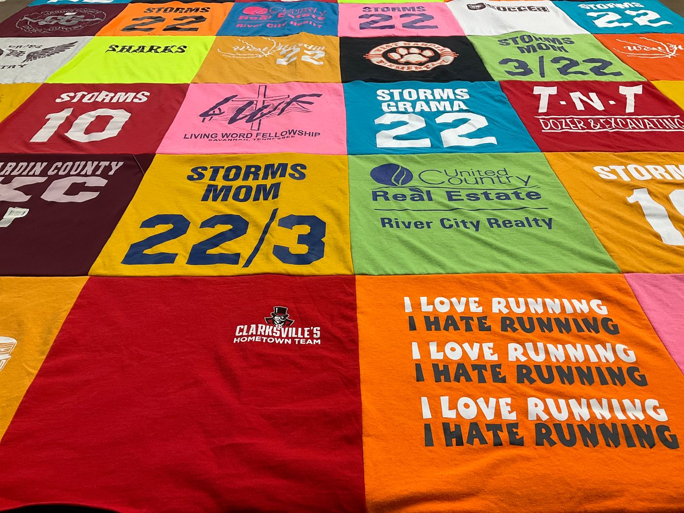 T-shirt quilt featuring clarksville's hometown team by Lesa from TN