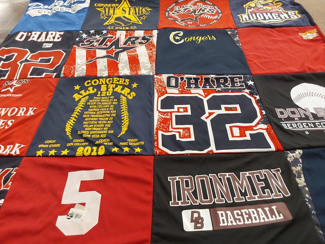 T-shirt quilt featuring congers all stars, ironmen baseball by Louise from NY