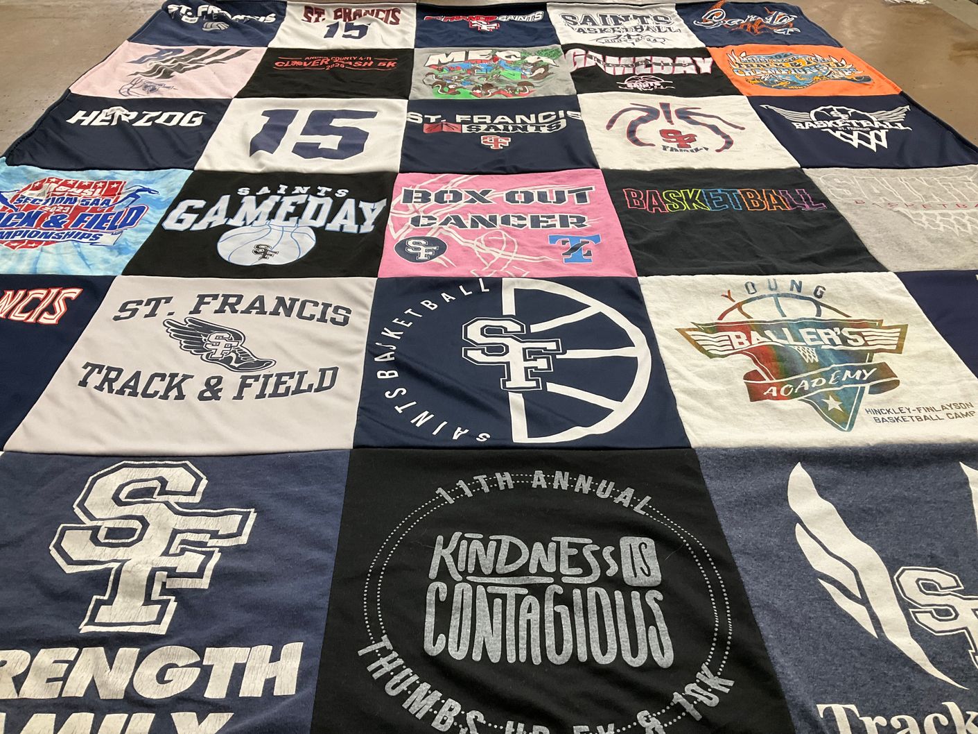 T-shirt quilt from st. francis university by LuAnn from MN