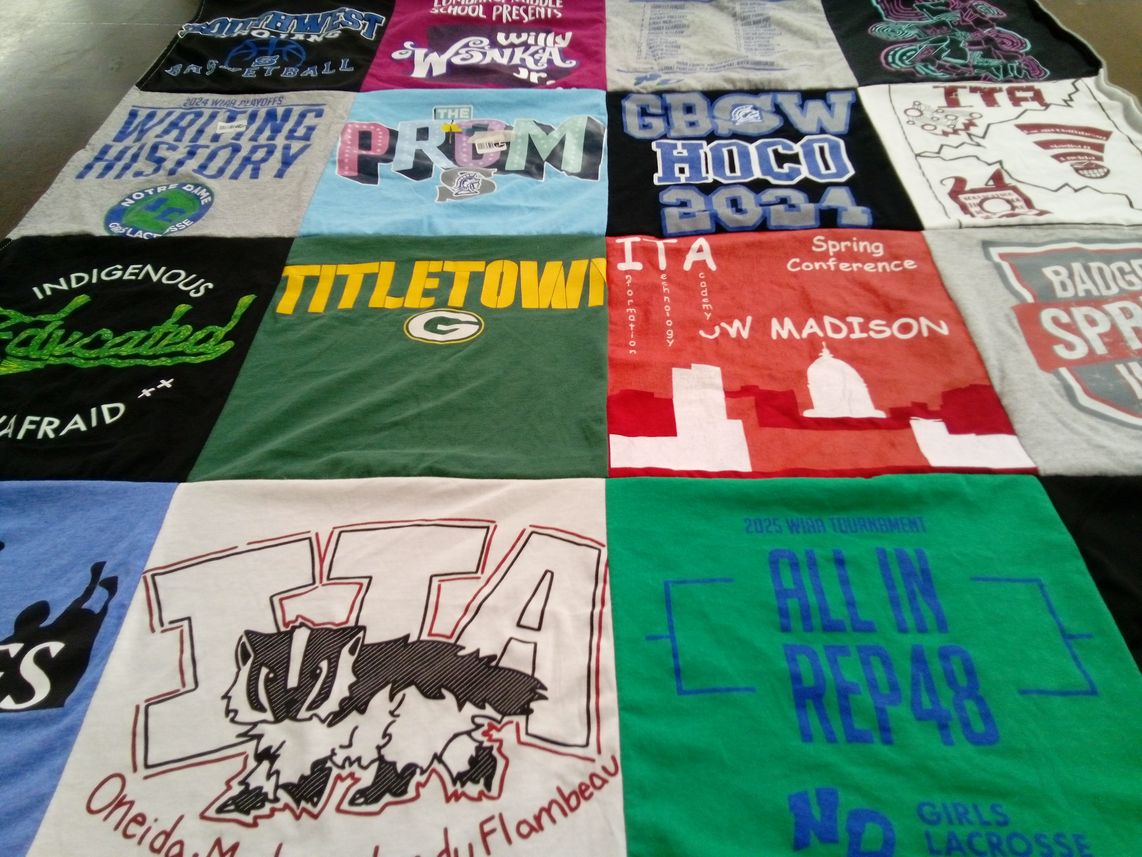 T-shirt quilt from madison west high school, oneida nation high school by Melissa from WI