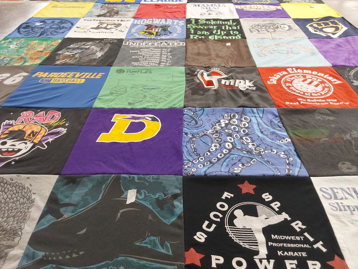T-shirt quilt featuring pardeedeville baseball by Rachel from WI