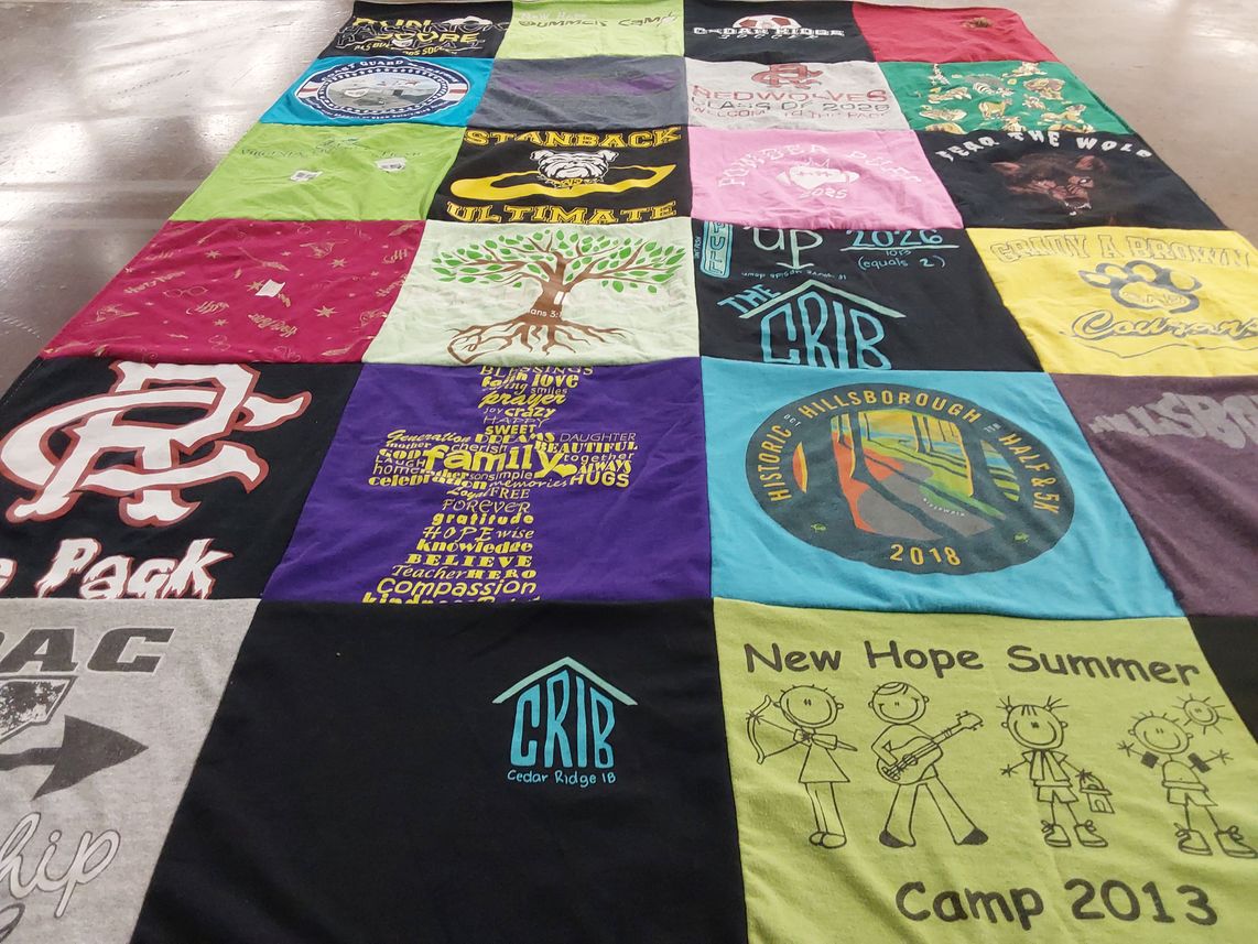 T-shirt quilt featuring redwood high school, hillsborough high school by Cindy from NC