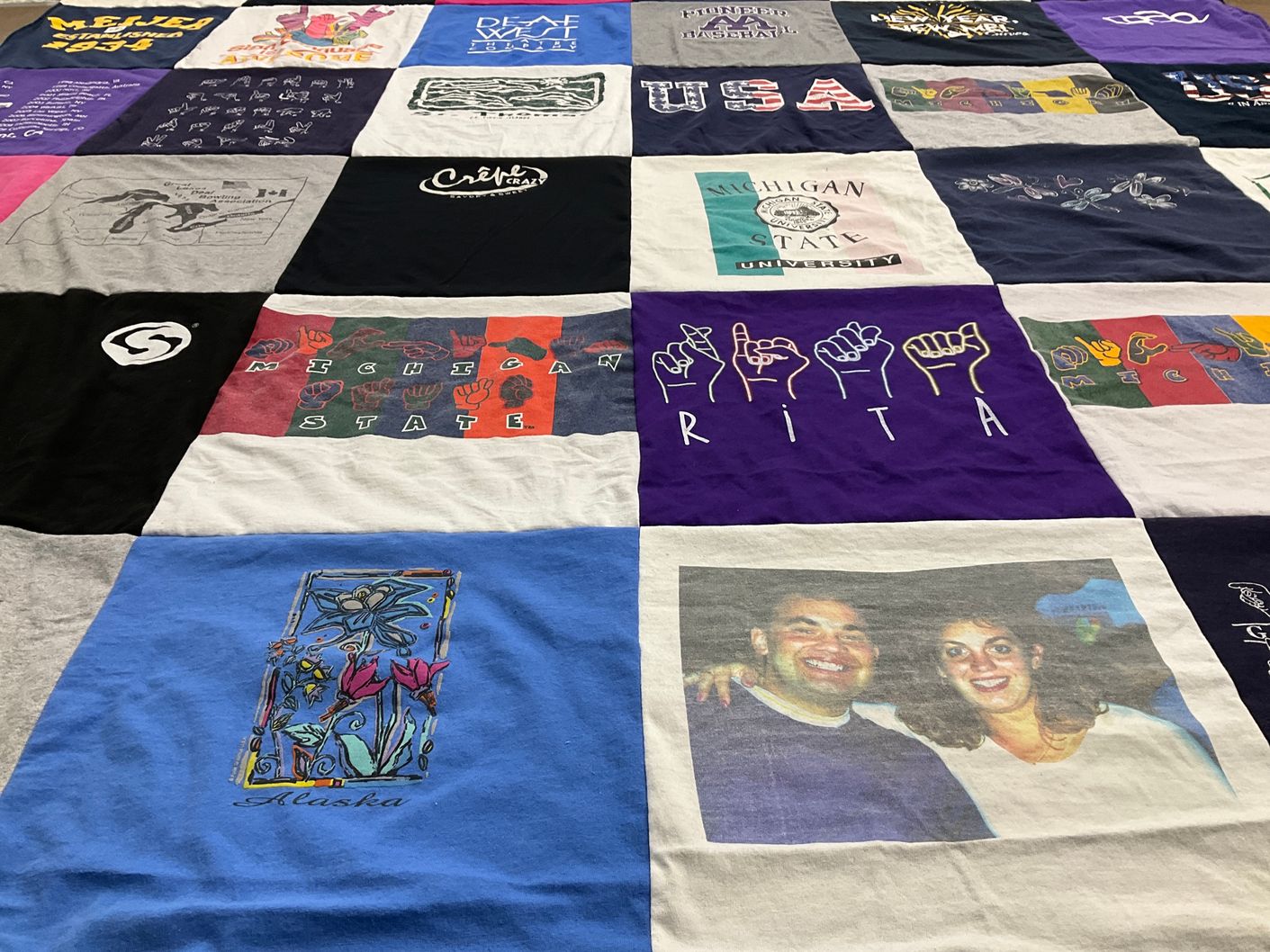T-shirt quilt from michigan state university by Rita from MI
