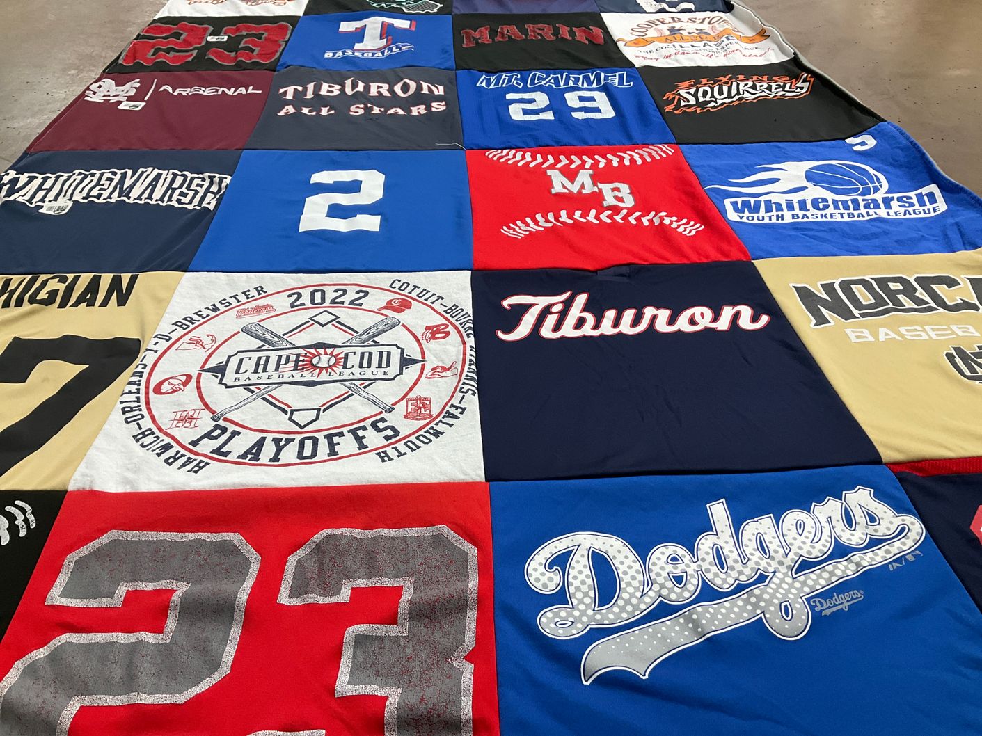 T-shirt quilt featuring tiburton all stars, whitemarsh youth basketball league by Joey from CA