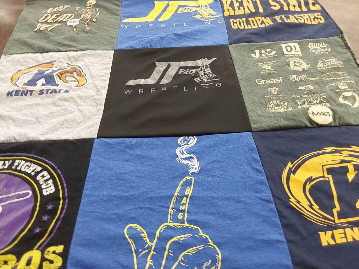 T-shirt quilt featuring kent state wrestling by Sarah from MA