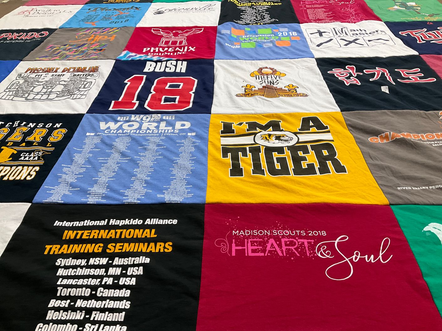 T-shirt quilt featuring hutchinson tigers by Kris from MN