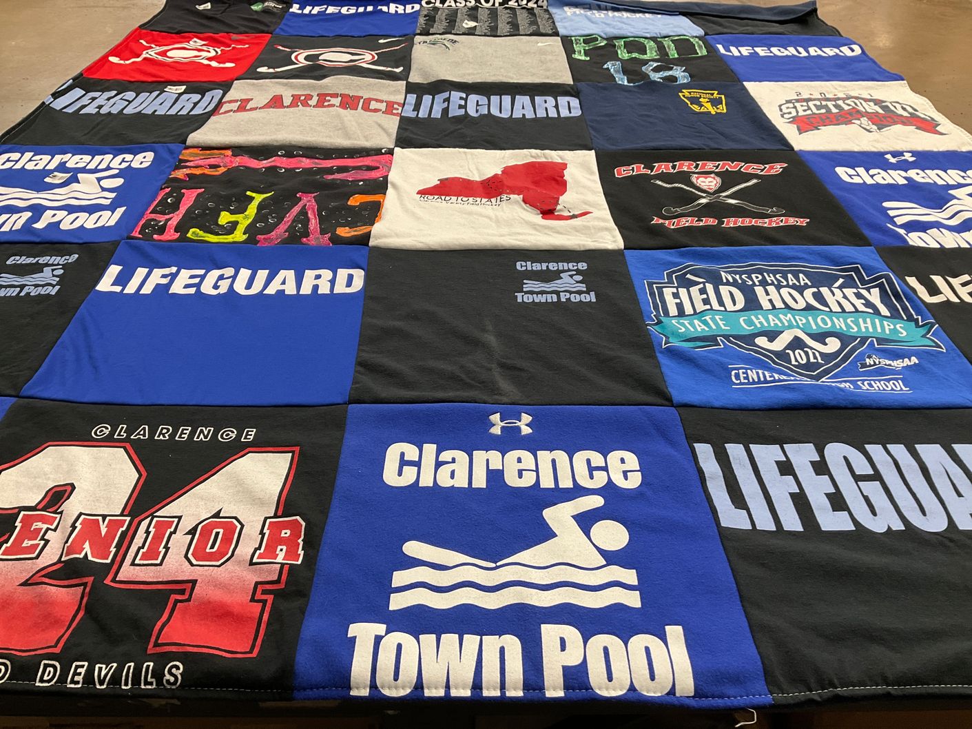 T-shirt quilt featuring clarence field hockey team by Mary Rose from NY