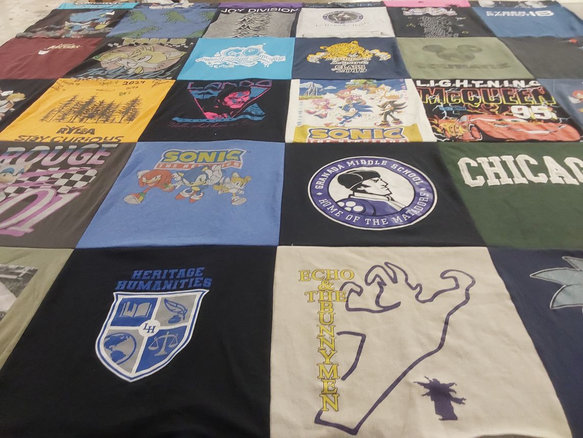 T-shirt quilt from granada middle school by Oscar from CA