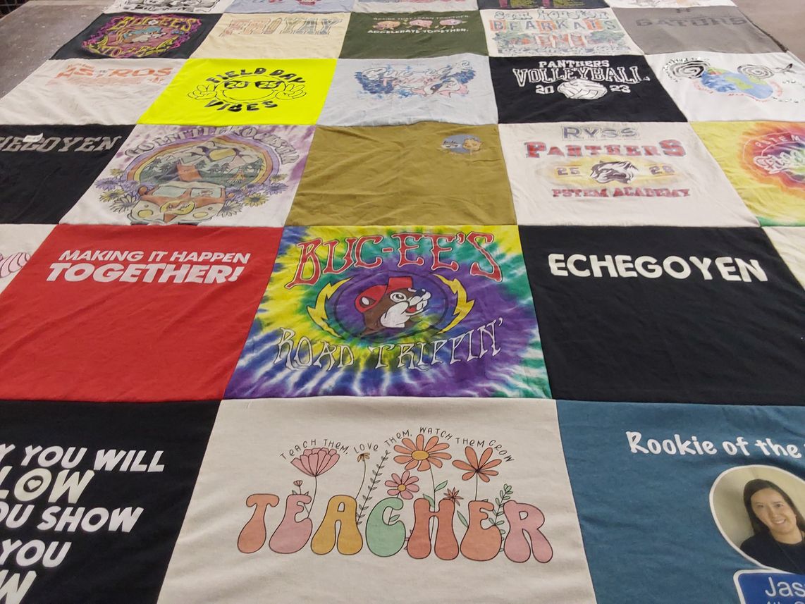 T-shirt quilt featuring panthers volleyball by Jasmine from TX