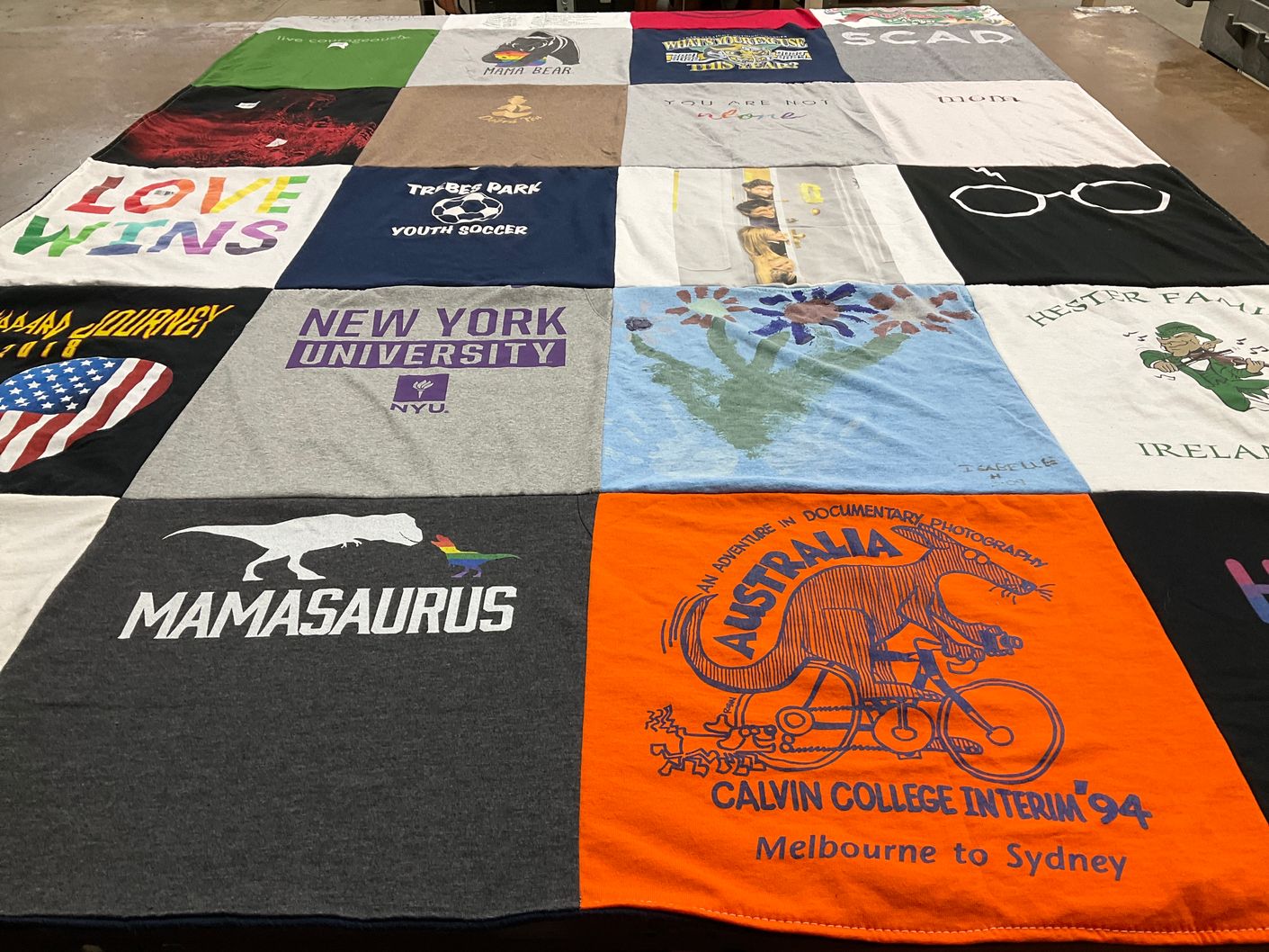 T-shirt quilt from new york university, calvin college by Heather from IL