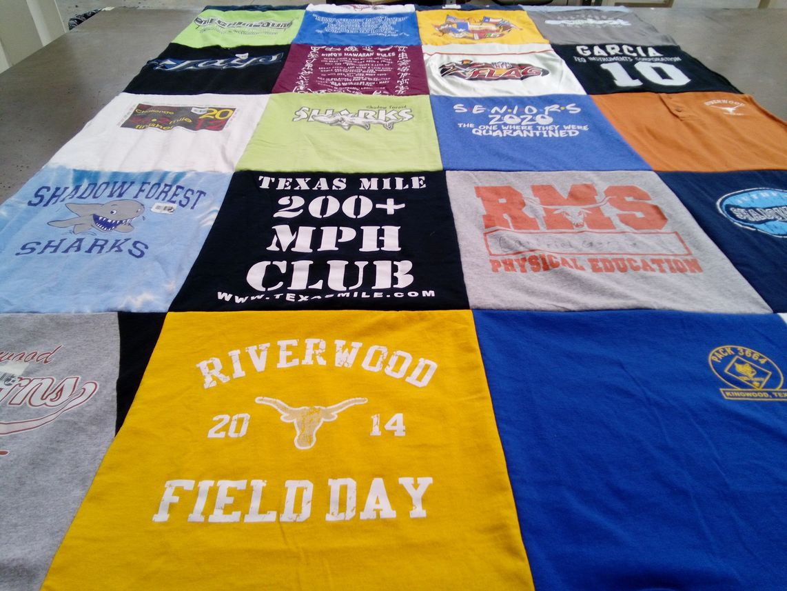 T-shirt quilt featuring shadows forest sharks by Anthony from TX