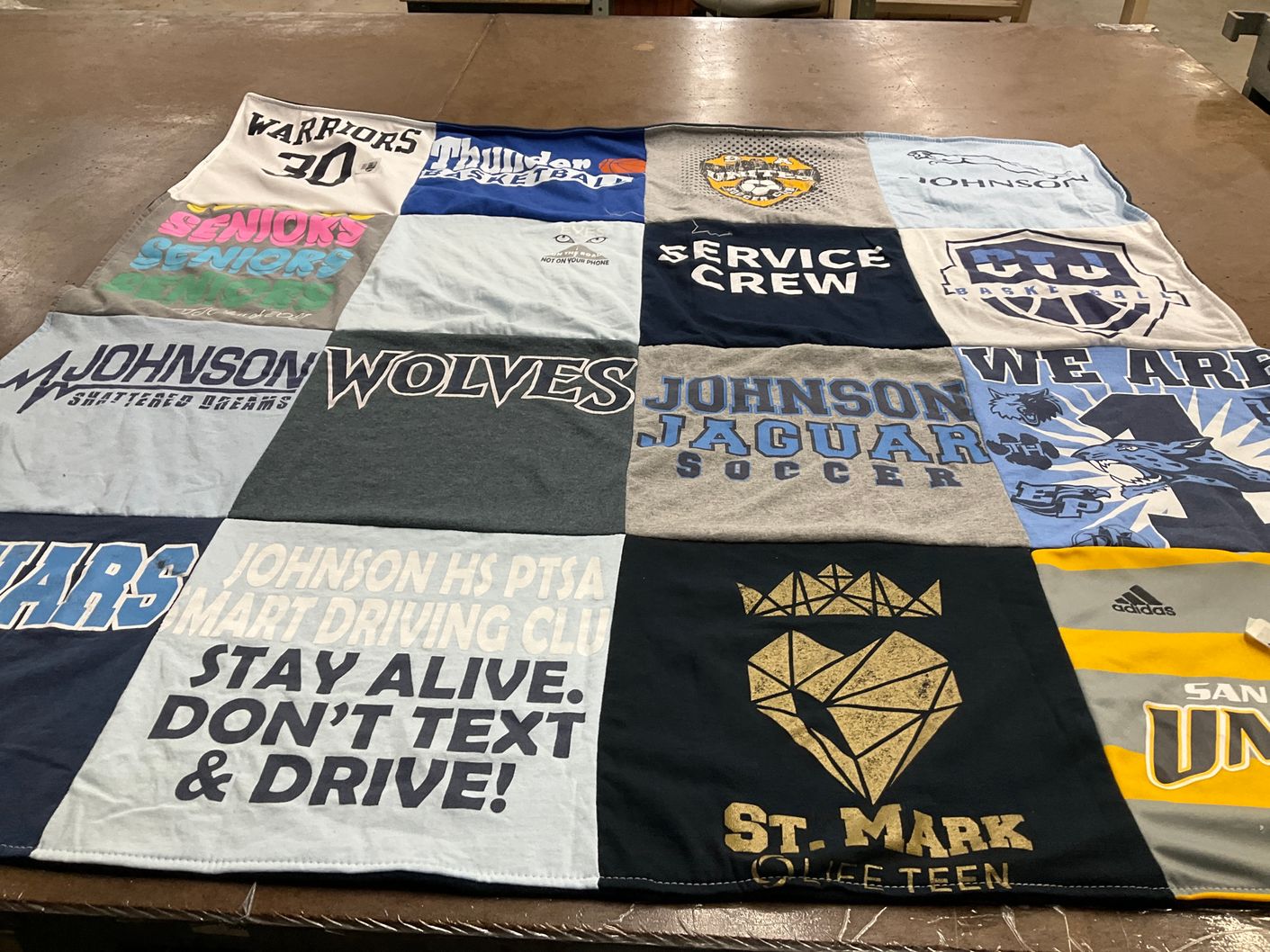 T-shirt quilt featuring johnson jaguars, thunder basketball by Jennifer from TX
