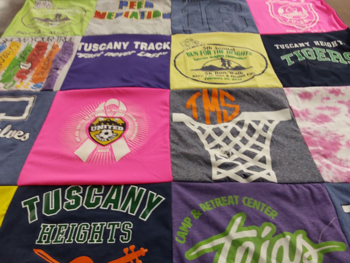 T-shirt quilt featuring tuscany heights tigers by Jennifer from TX