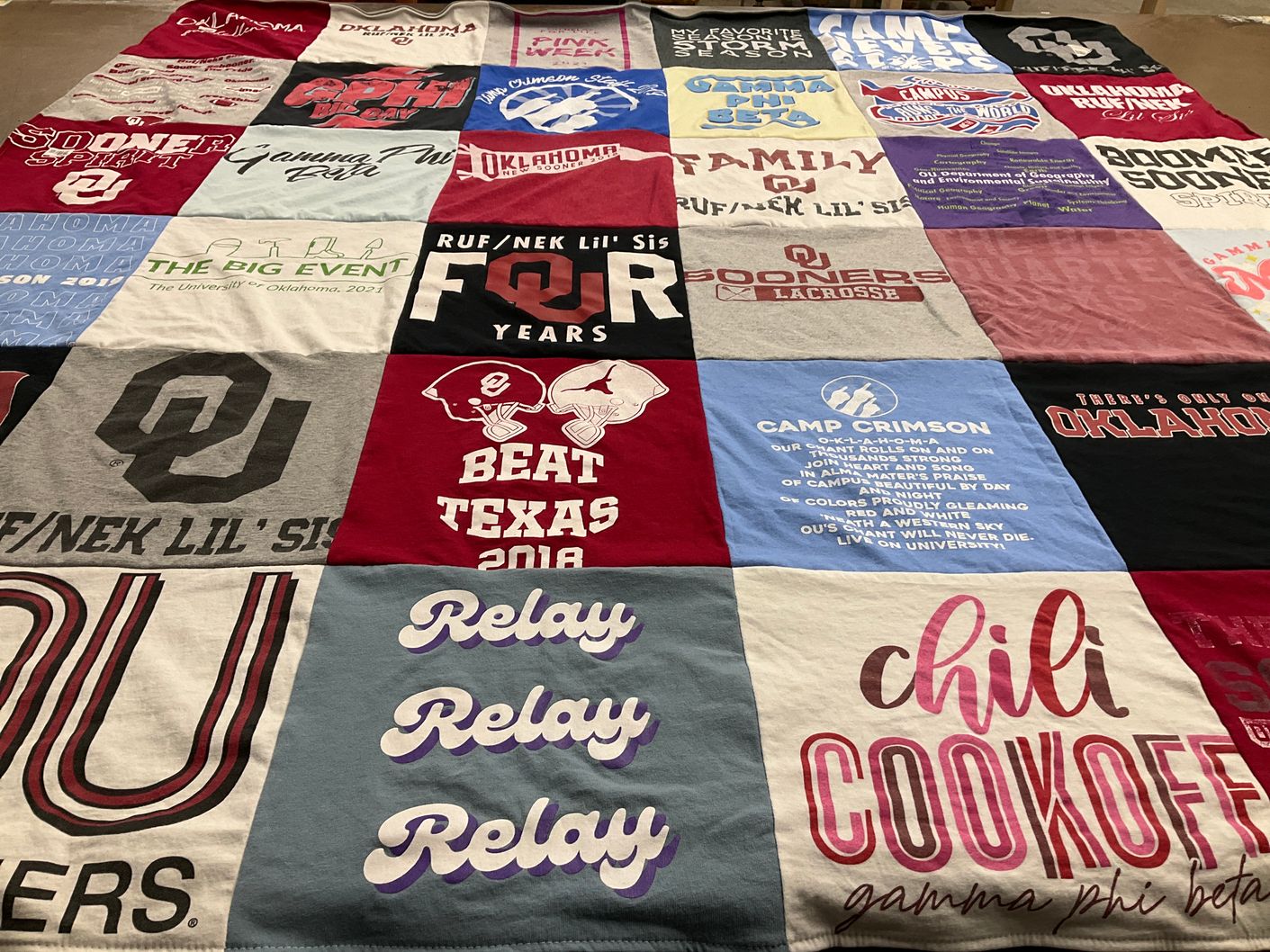 T-shirt quilt from university of oklahoma by Cassie from NJ