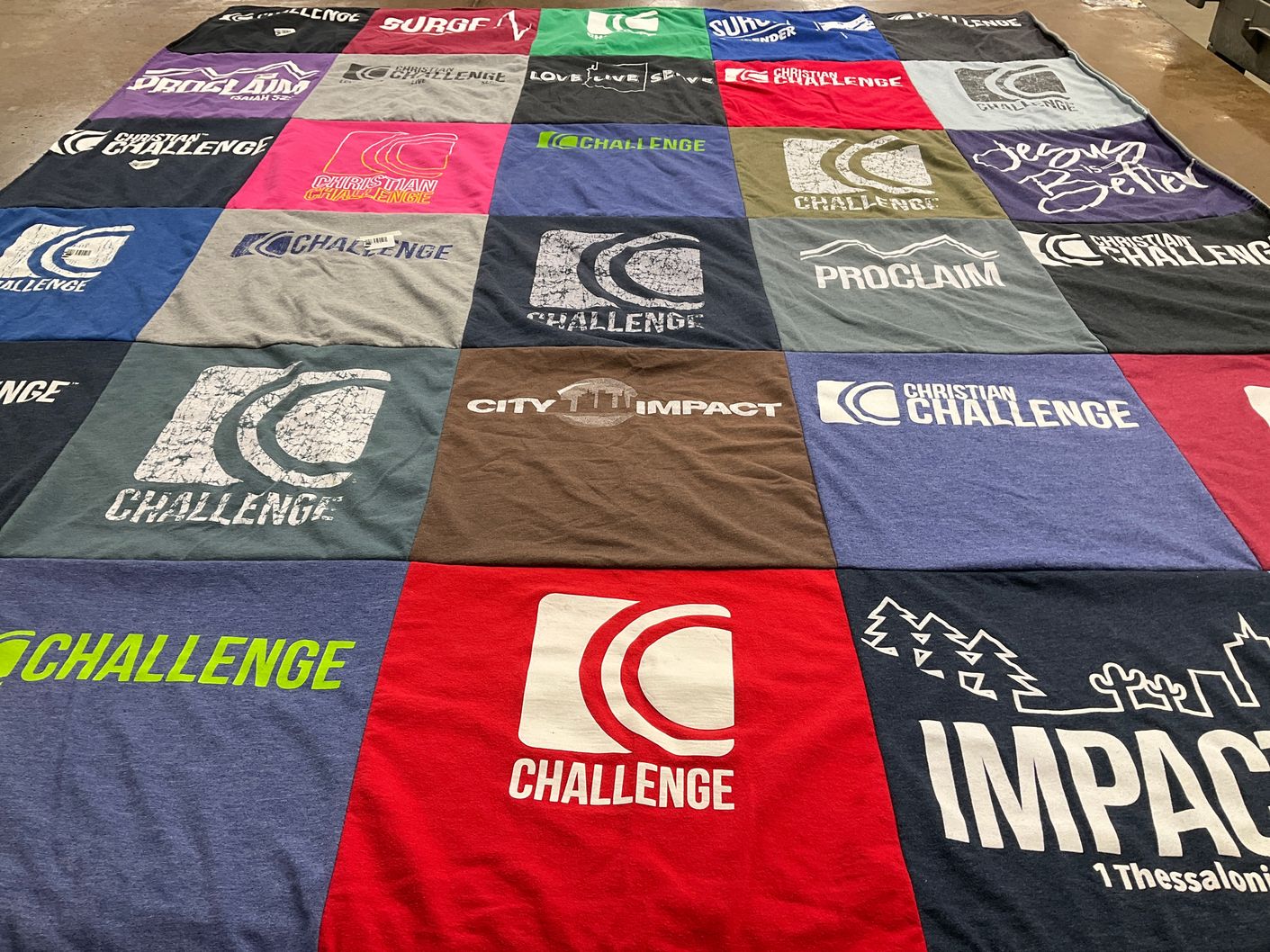 T-shirt quilt with religion, community service themes by Autumn from AZ