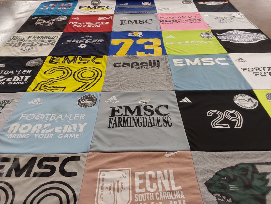 T-shirt quilt featuring farmingdale sc, emsc by Lillian from NY