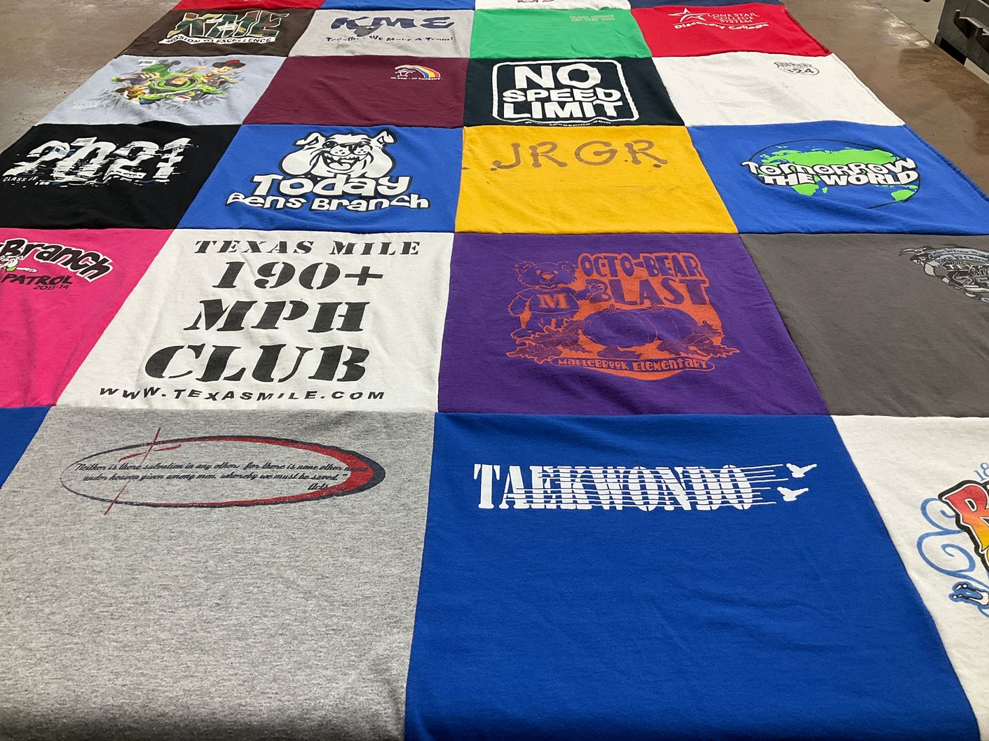T-shirt quilt from maplecreek elementary school by Anthony from TX