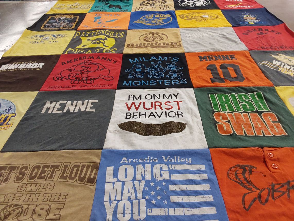 T-shirt quilt featuring pattegill pirates, milam's monsters by Susan from MO