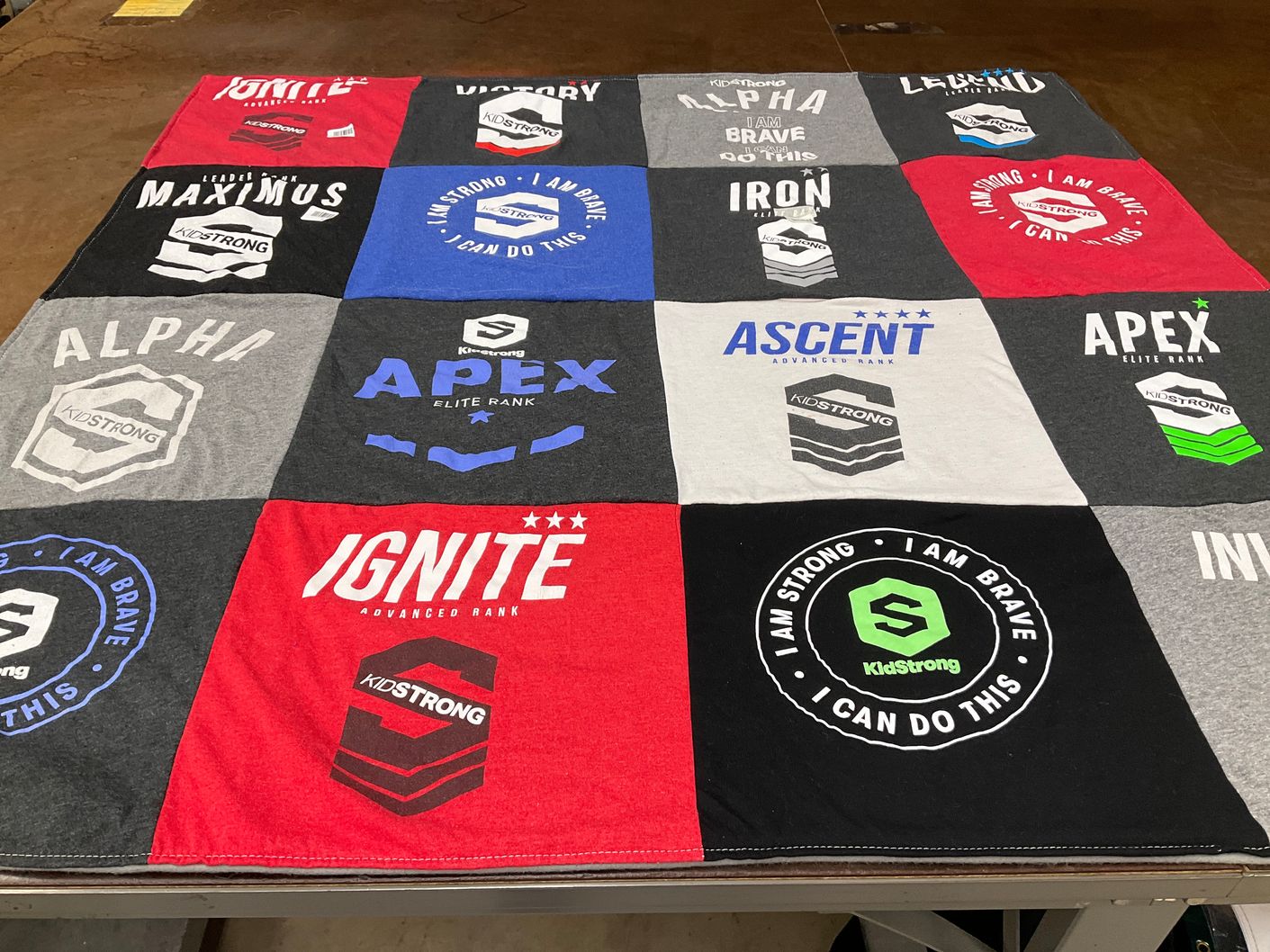 T-shirt quilt with fitness, motivation themes by Allyson from TX