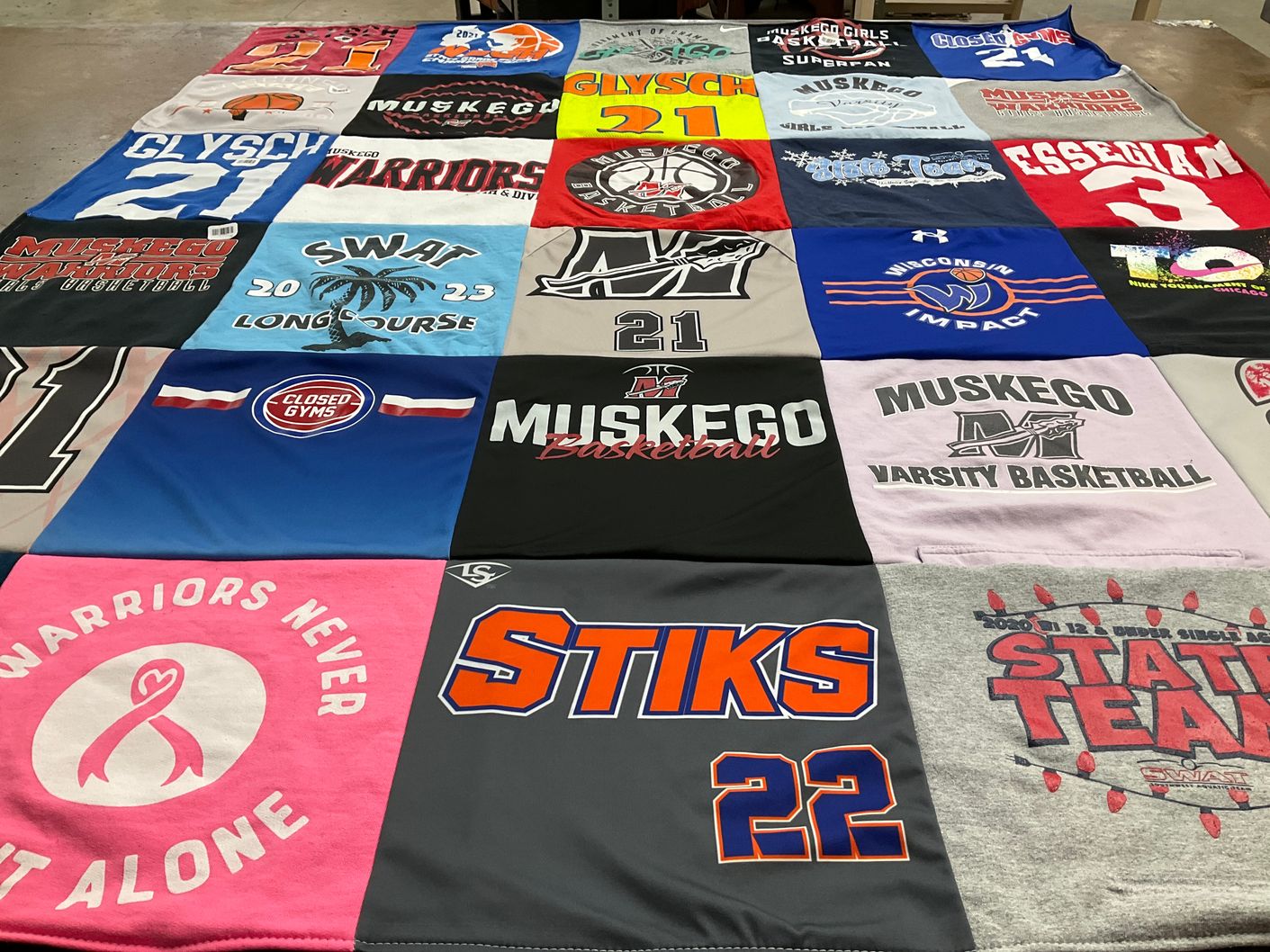 T-shirt quilt featuring muskego warriors, muskego basketball by Mara from WI