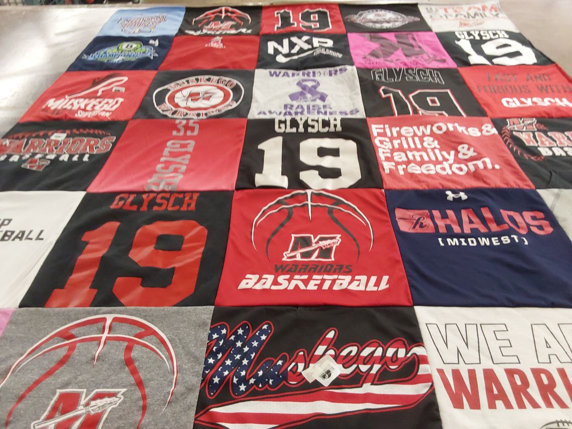 T-shirt quilt featuring muskego warriors basketball by Mara from WI