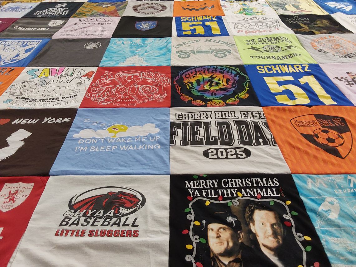 T-shirt quilt from cherry hill east high school by Karen from NJ