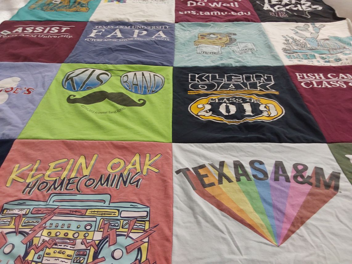 T-shirt quilt from texas a&m university, klein oak high school by Shea from TX