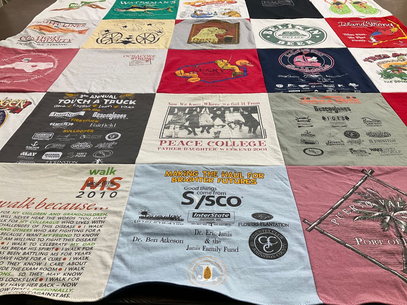T-shirt quilt from peace college by Dana from NC