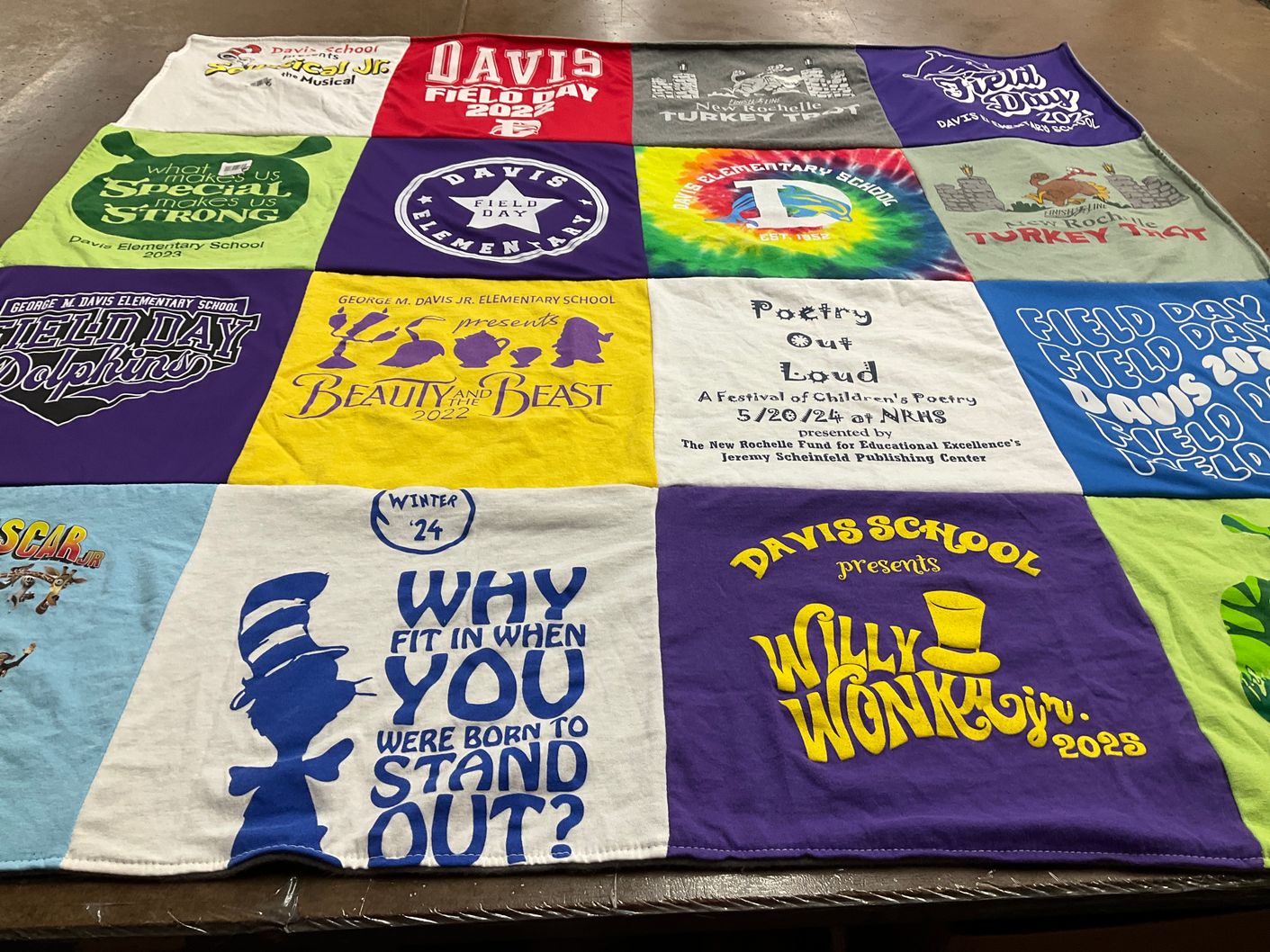 T-shirt quilt from george m. davis junior elementary school, davis school by Marie from NY