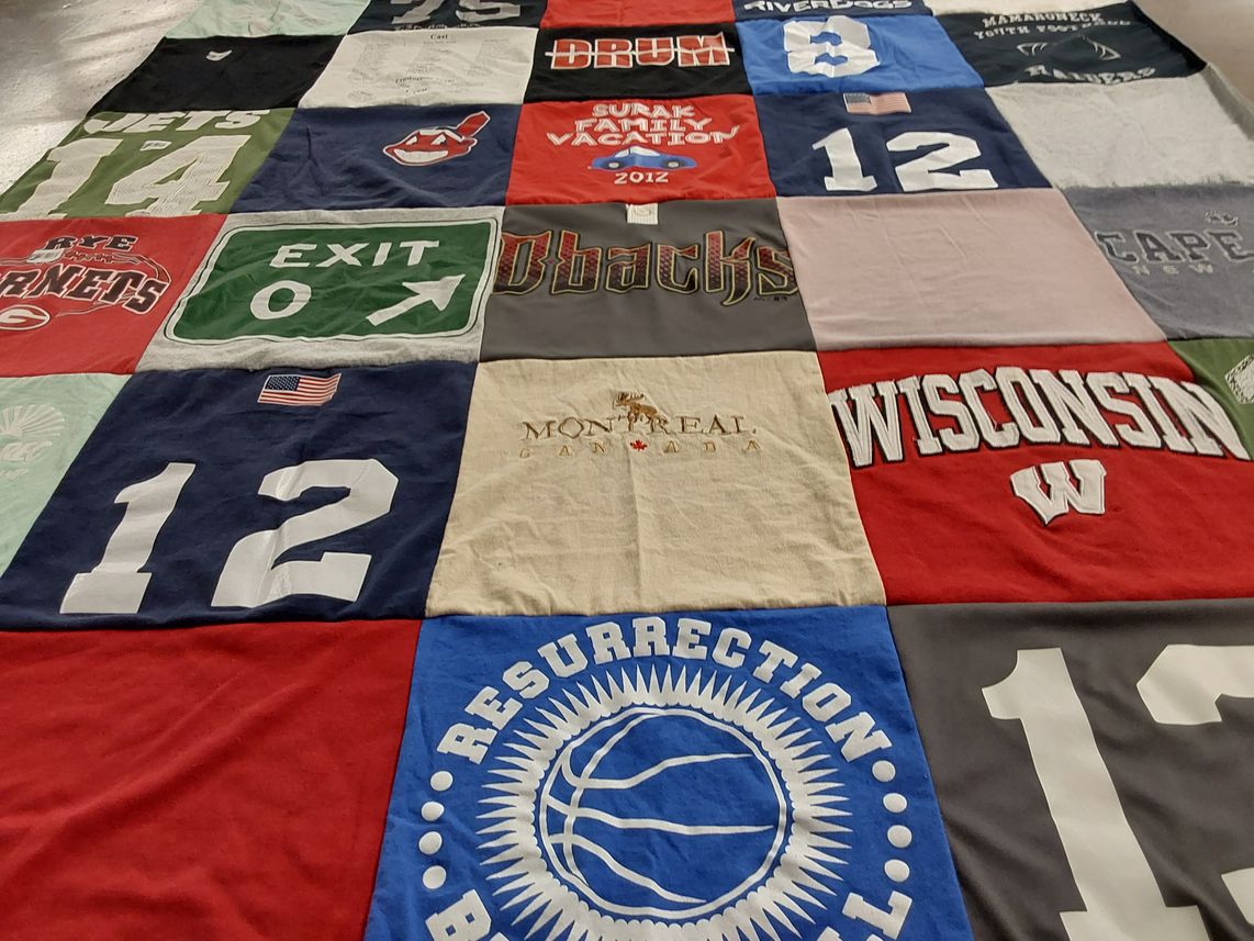 T-shirt quilt from university of wisconsin by Patricia from NY