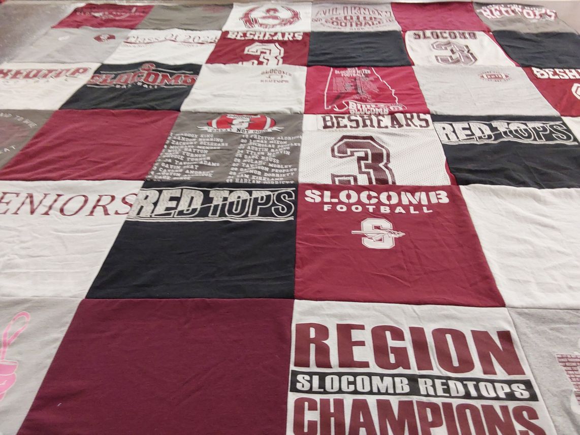 T-shirt quilt featuring slocomb redtops by Pamela from FL
