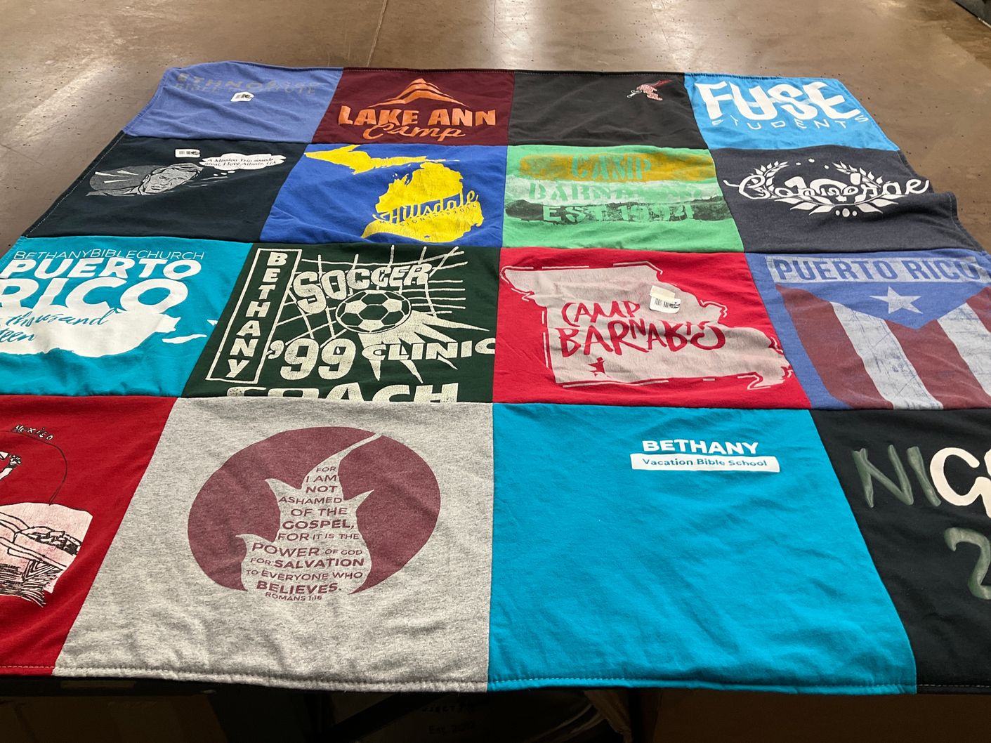 T-shirt quilt from bethany vacation bible school by Amy from MI