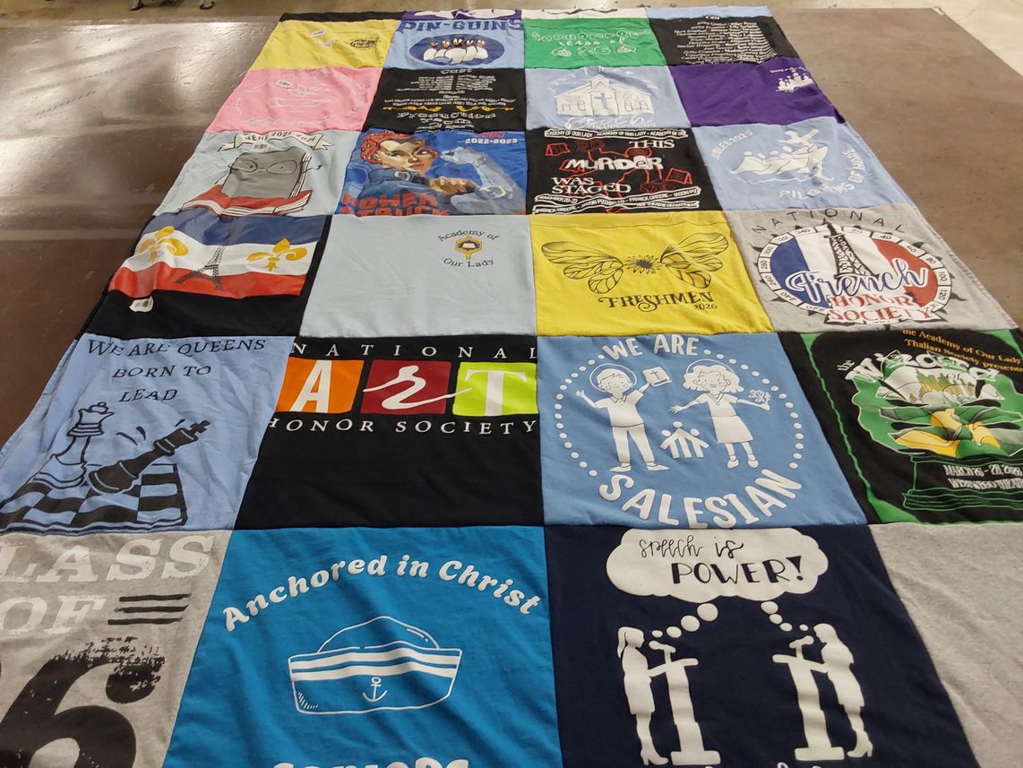 T-shirt quilt from academy of our lady by ELIZABETH from LA