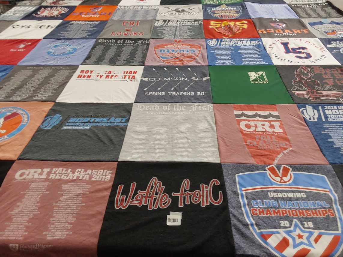 T-shirt quilt with rowing, sports themes by Nicole from MA