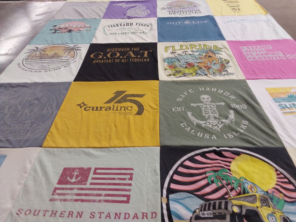 T-shirt quilt with tequila, beaches themes by Natacha from FL